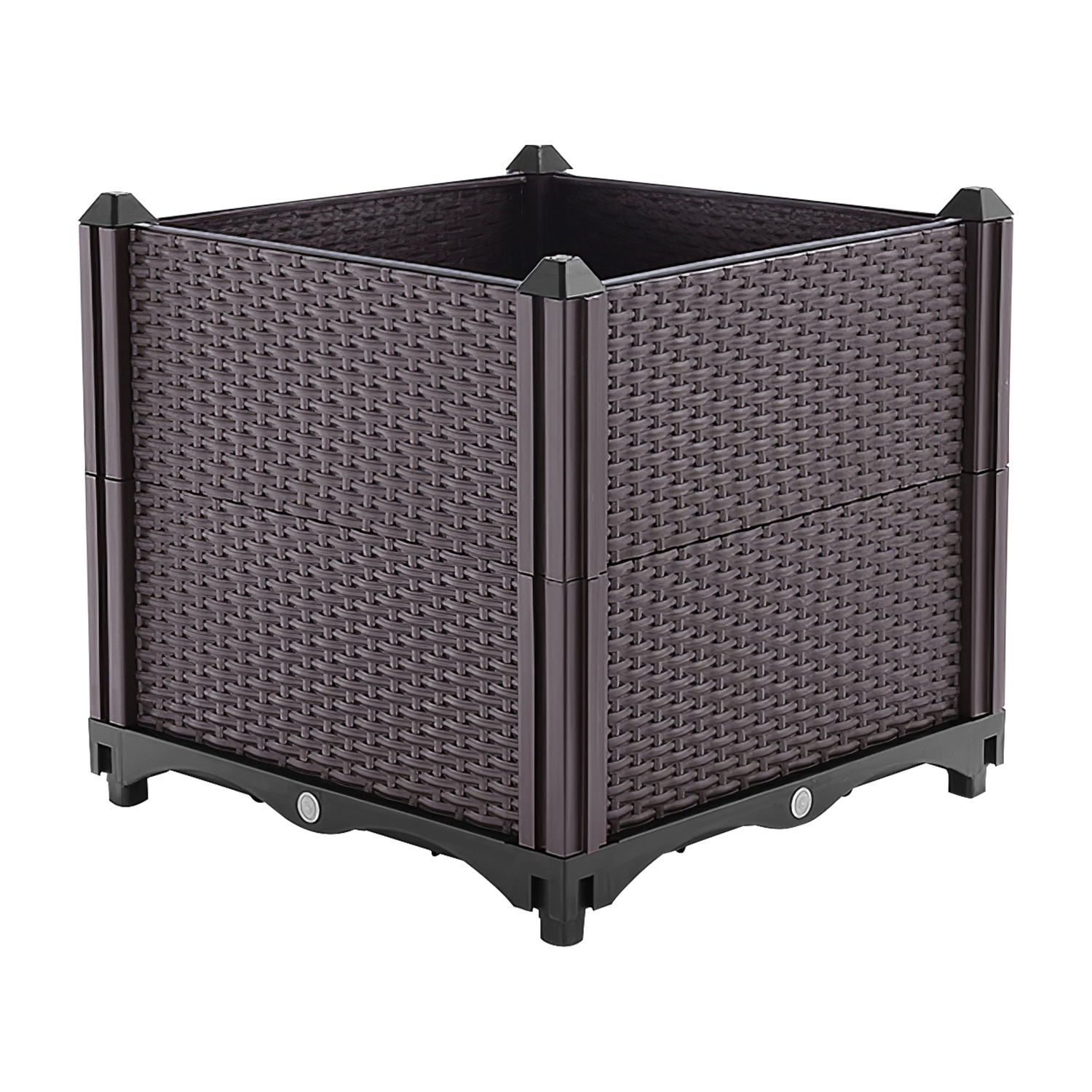 Rattan-Texture Planter with Water-Storage Tray