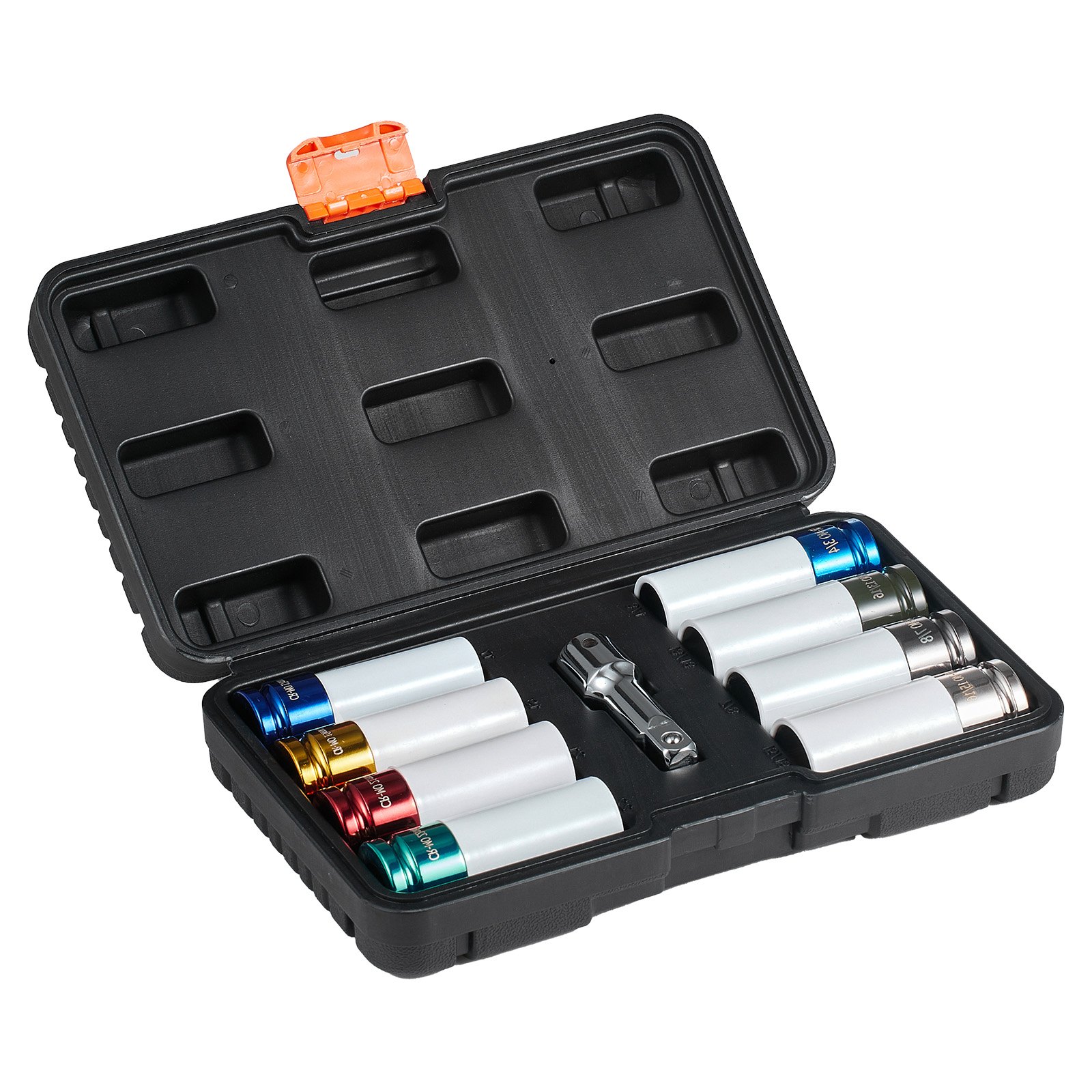 Metric and SAE Lug Nut Socket Set with Extension and Case