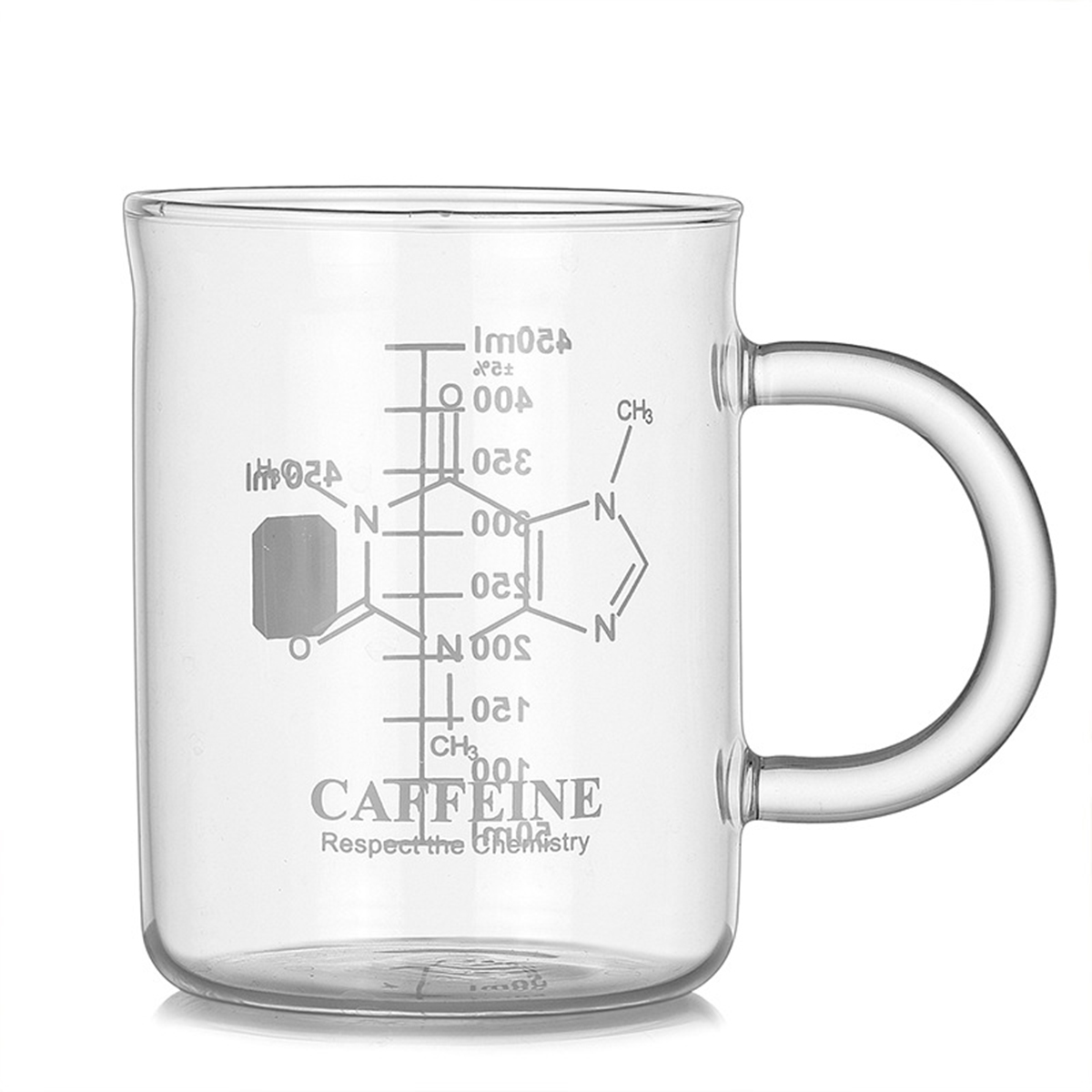 450 mL Caffeine-Print Glass Mug