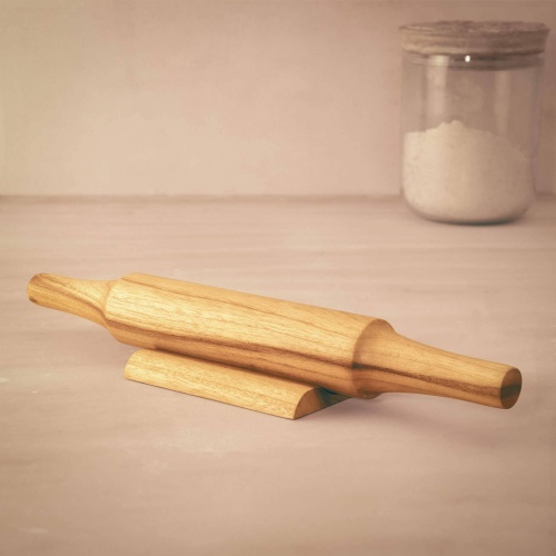 Teak Wood Rolling Pin with Matching Stand
