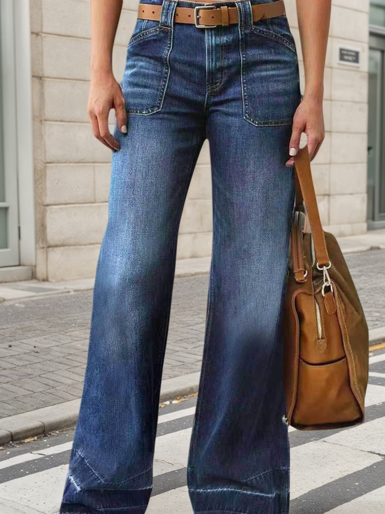 Blue Wide-Leg Jeans