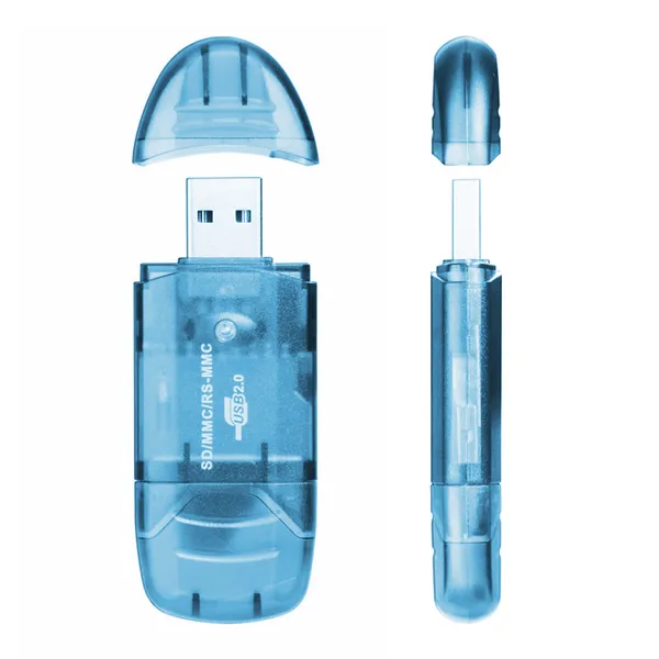 Blue USB 2.0 SD and MMC Card Reader