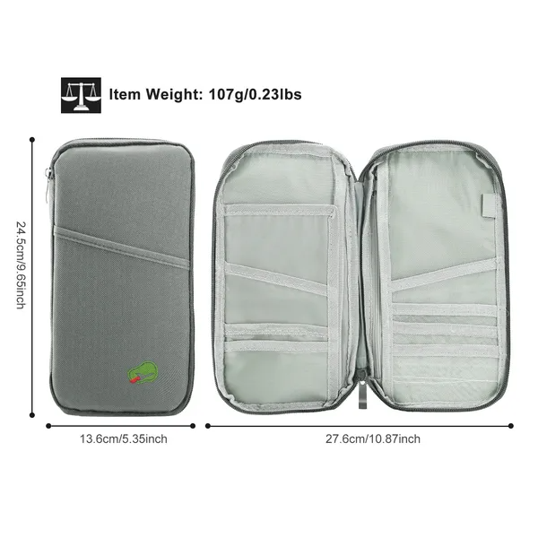 Silver 12-Compartment Travel Document Organizer
