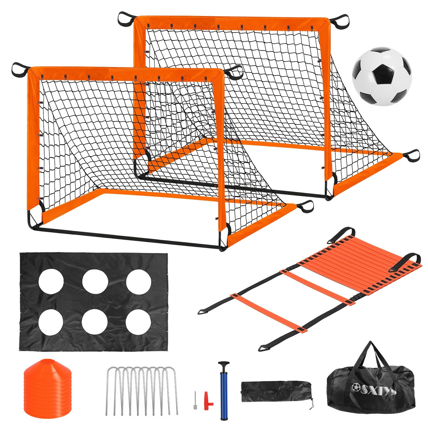 Two-Goal Soccer Training Set with Target, Ladder, Ball and Cones