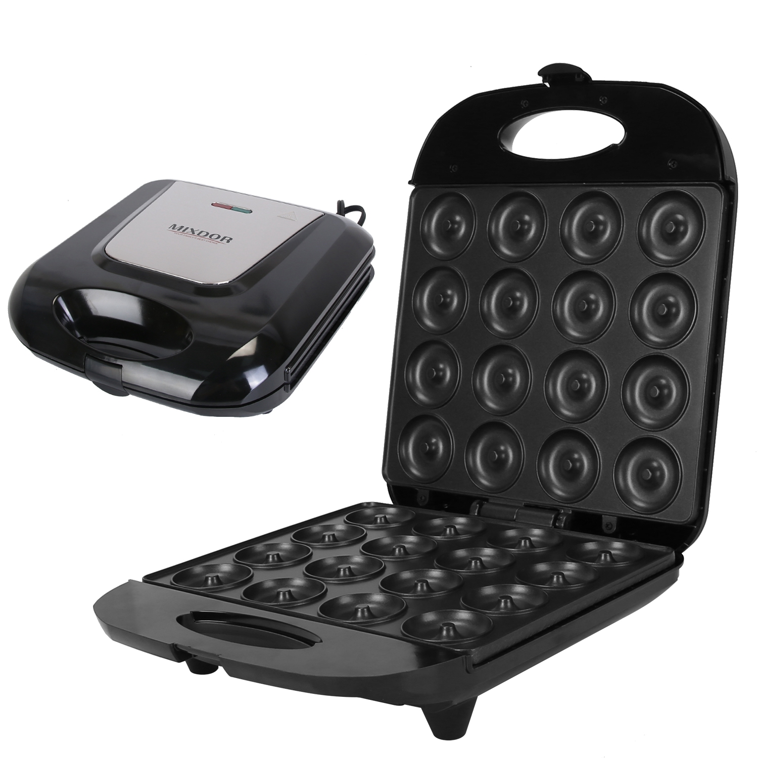 MIXDOR Black 16-Well Electric Donut Maker, 110 V