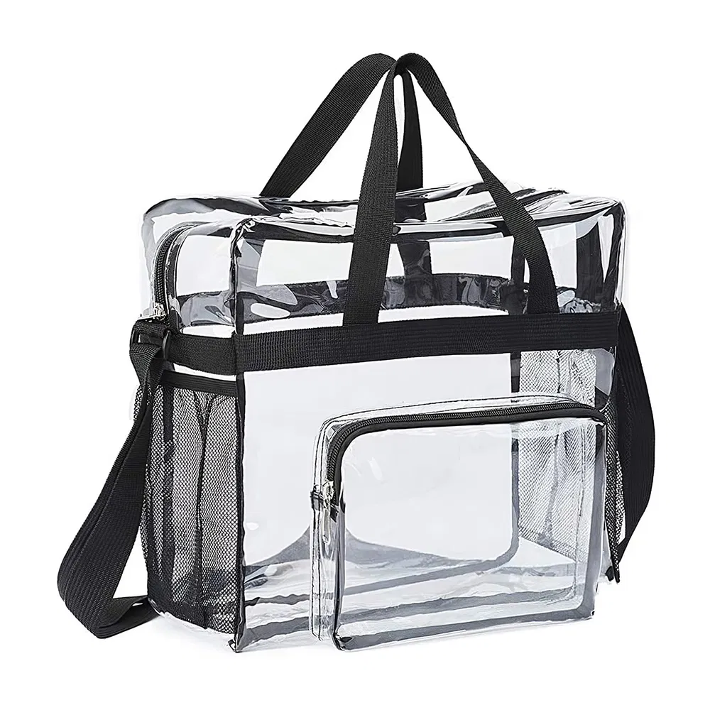 Clear PVC Tote with Shoulder Strap and Four Pockets