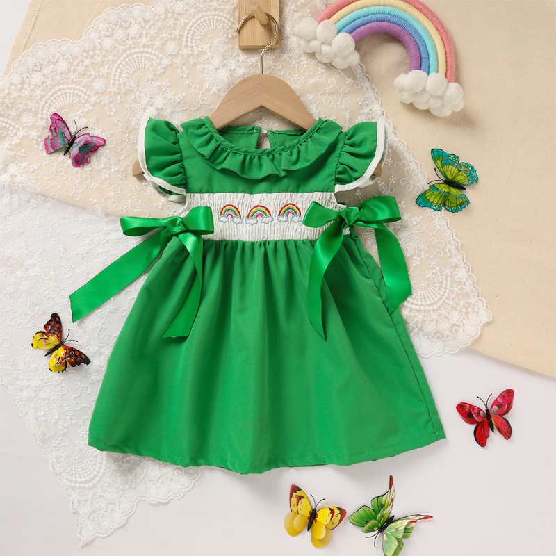 Green Rainbow Ruffle Dress — 12 to 18 Month Label