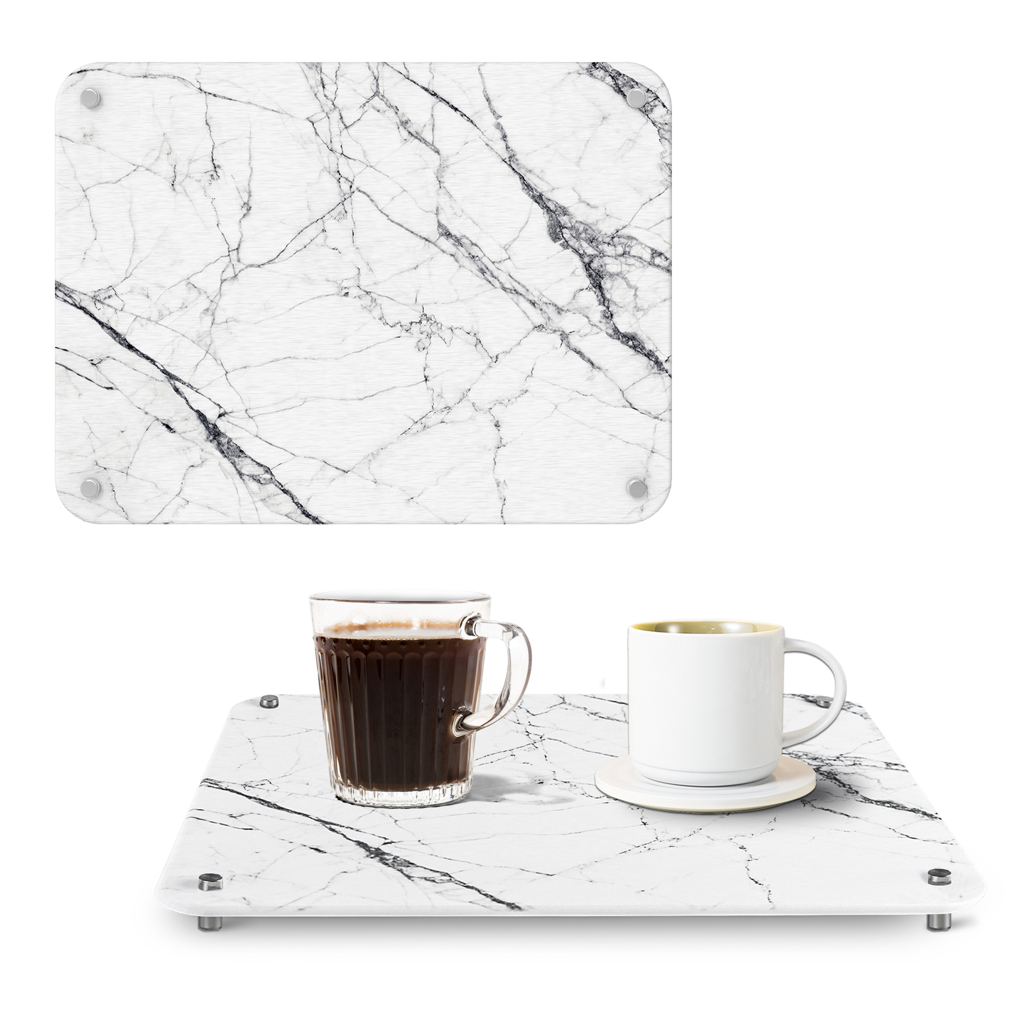 White Marble-Look Diatomaceous Dish Drying Mat