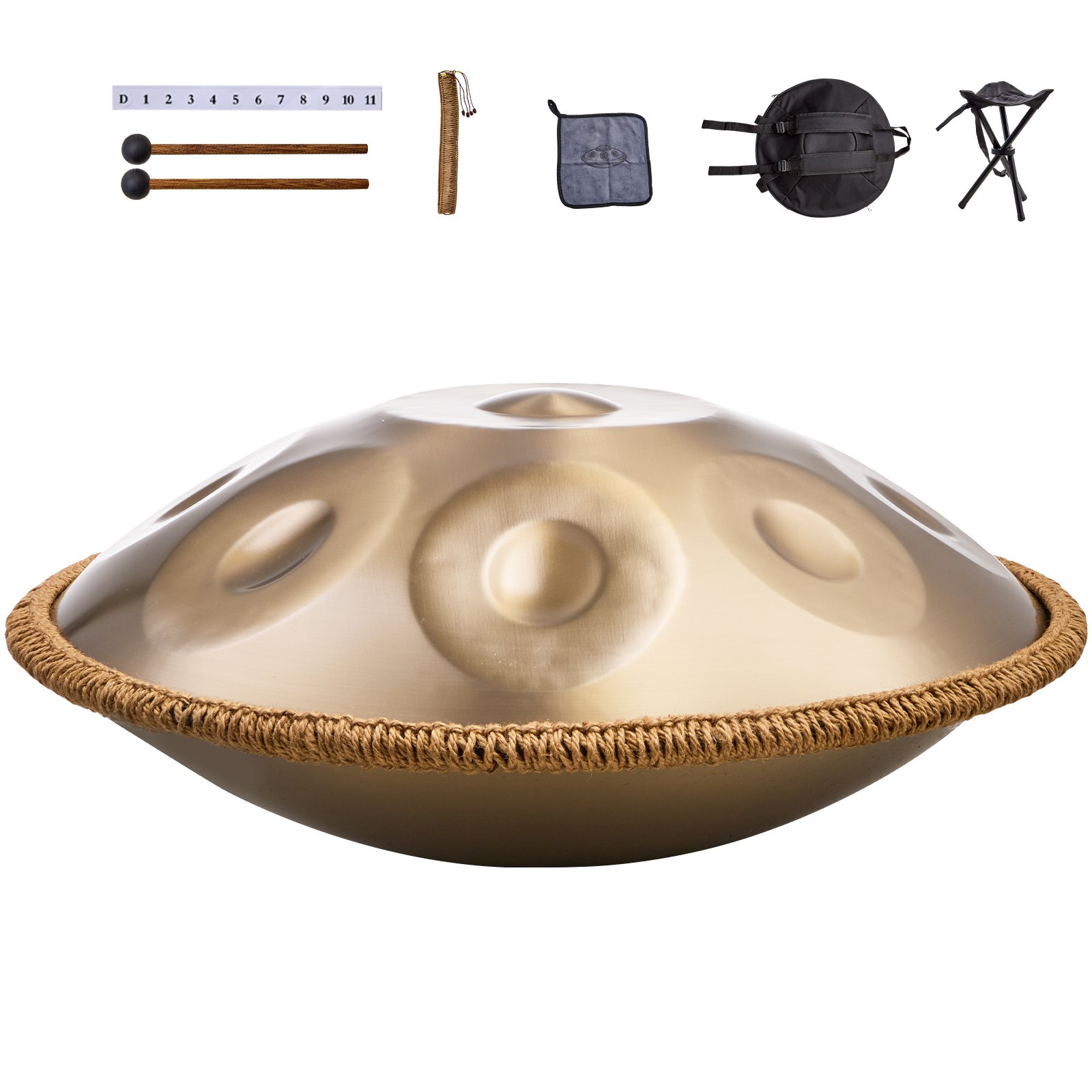VEVOR Metallic 22-Inch 10-Note D Minor Handpan Set