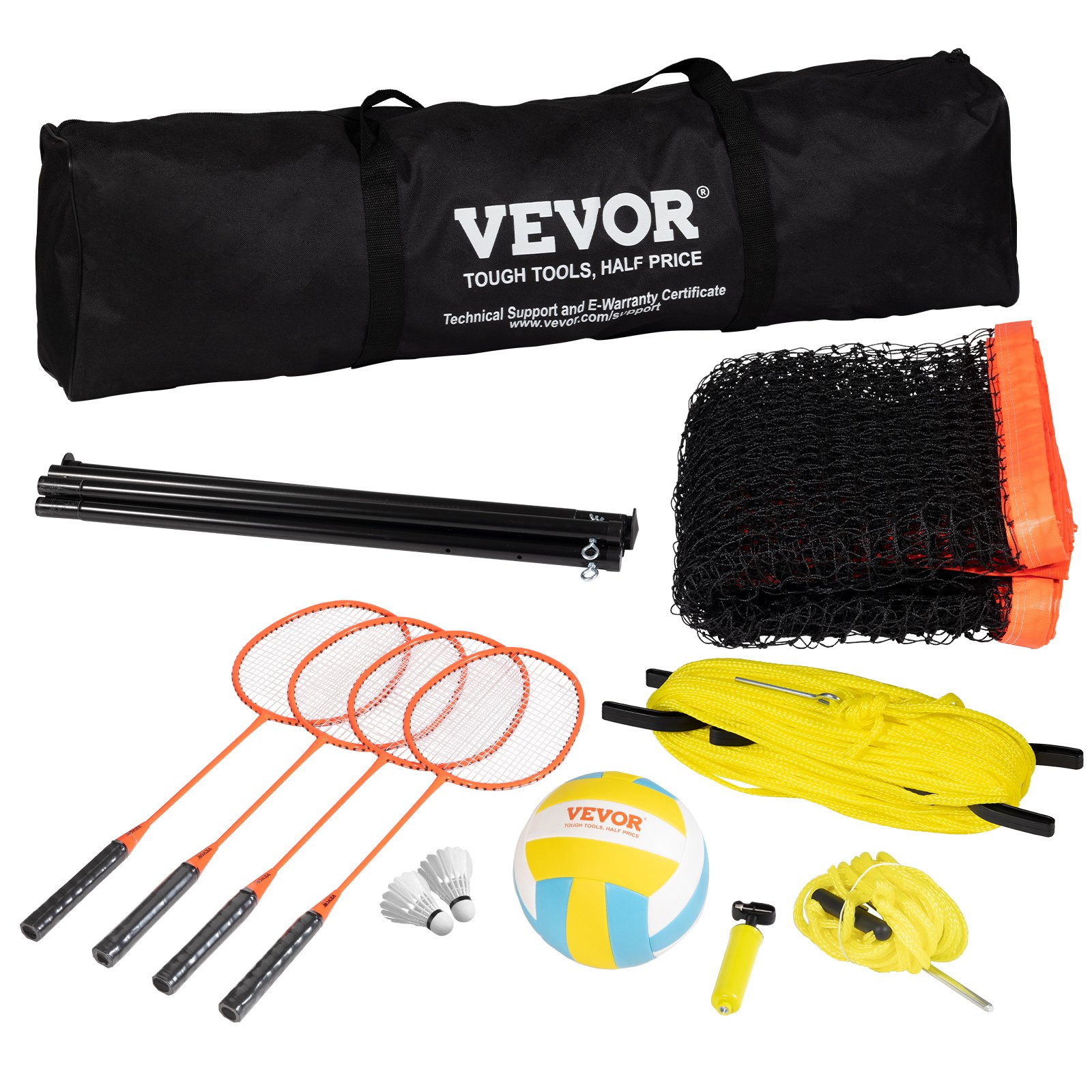 VEVOR Guyed Volleyball and Badminton Net Set