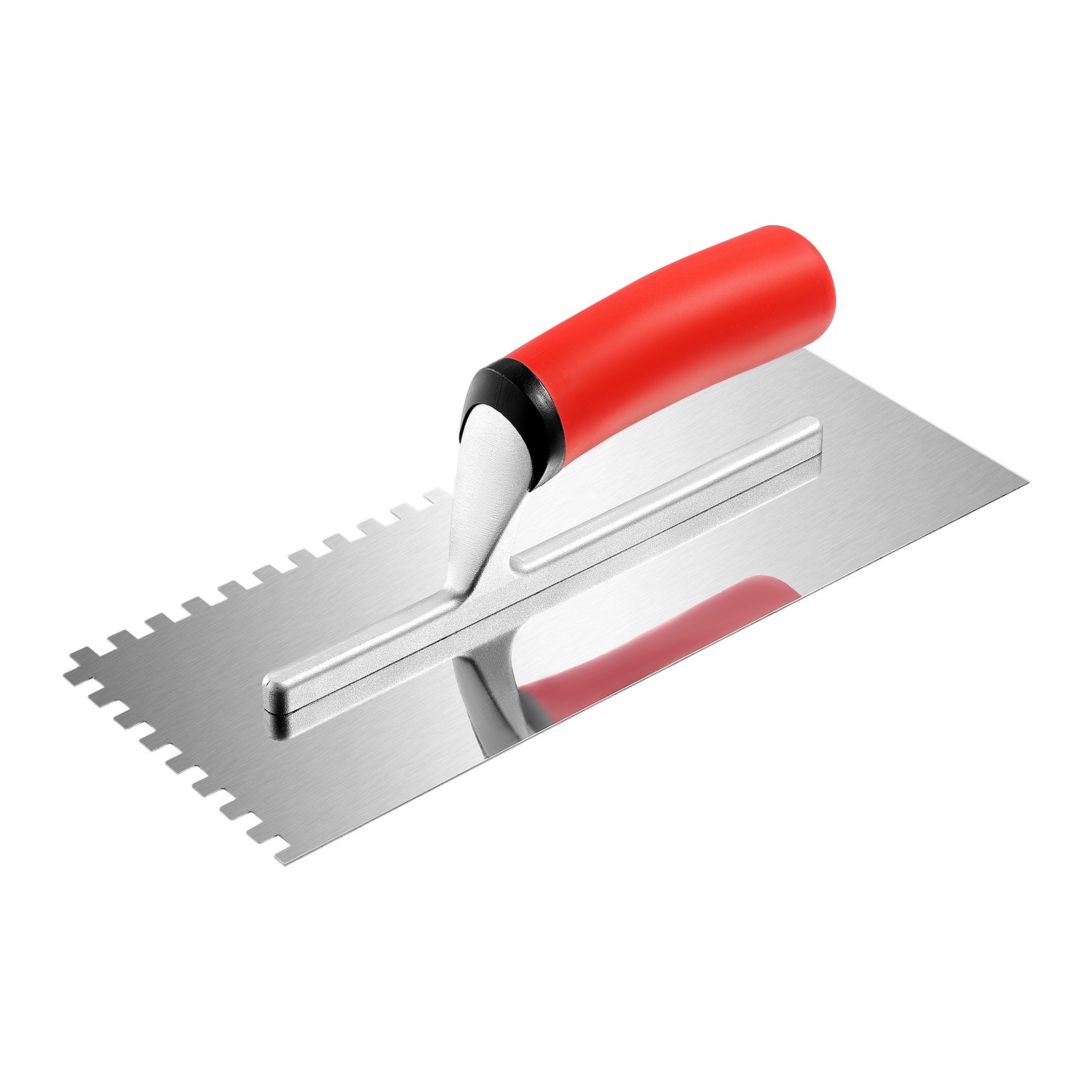 Red-Handle Square-Notch Steel Trowel