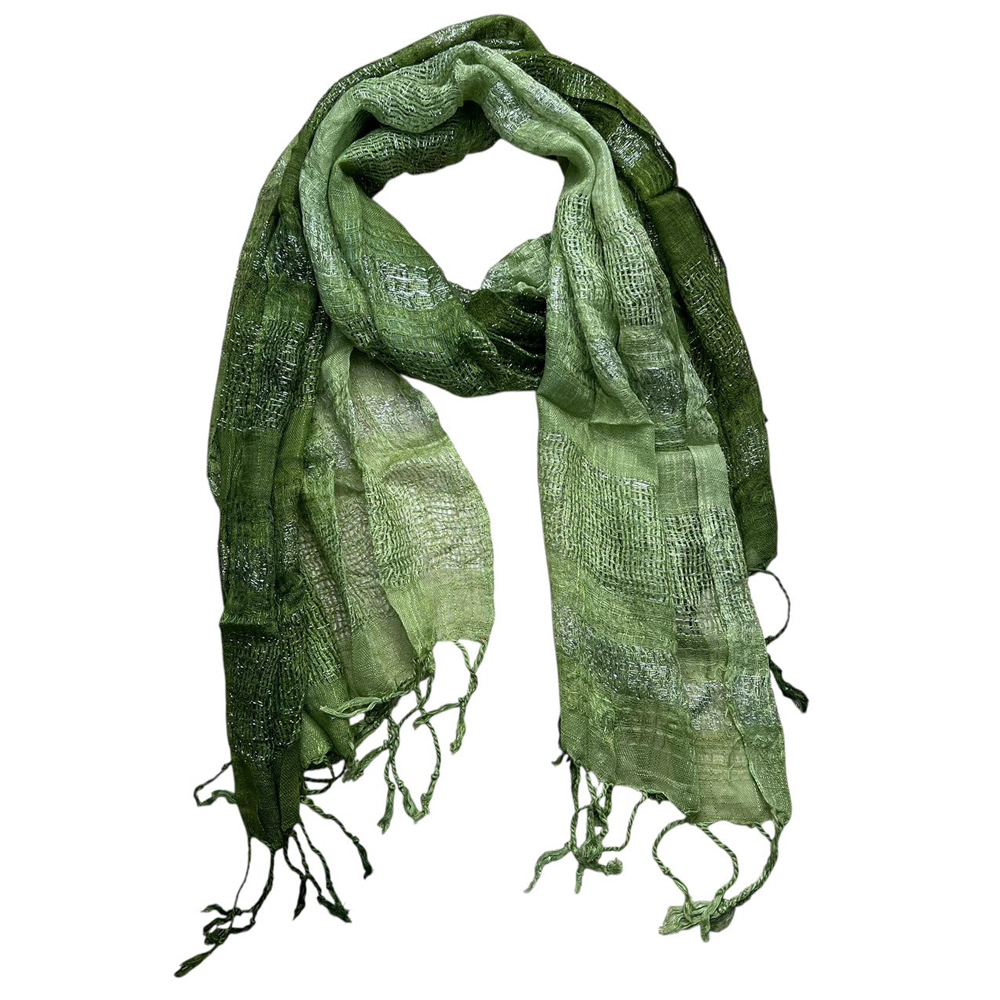 Green Tonal Metallic Scarf