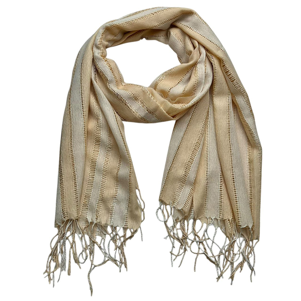 Khaki Yarn-Dyed Striped Scarf