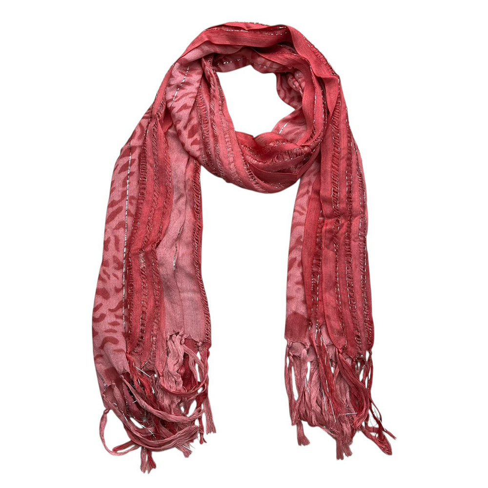 Pink Leopard Metallic Scarf