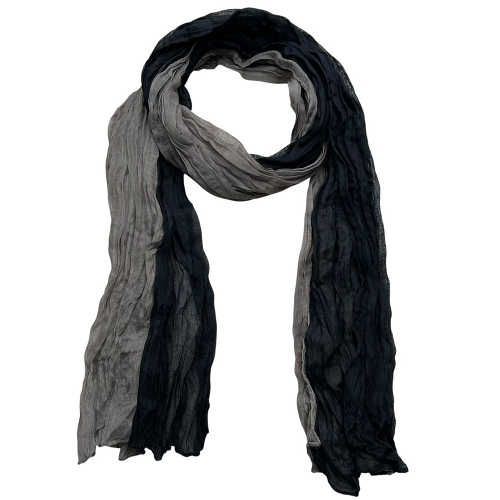 Khaki and Black Crinkled Scarf
