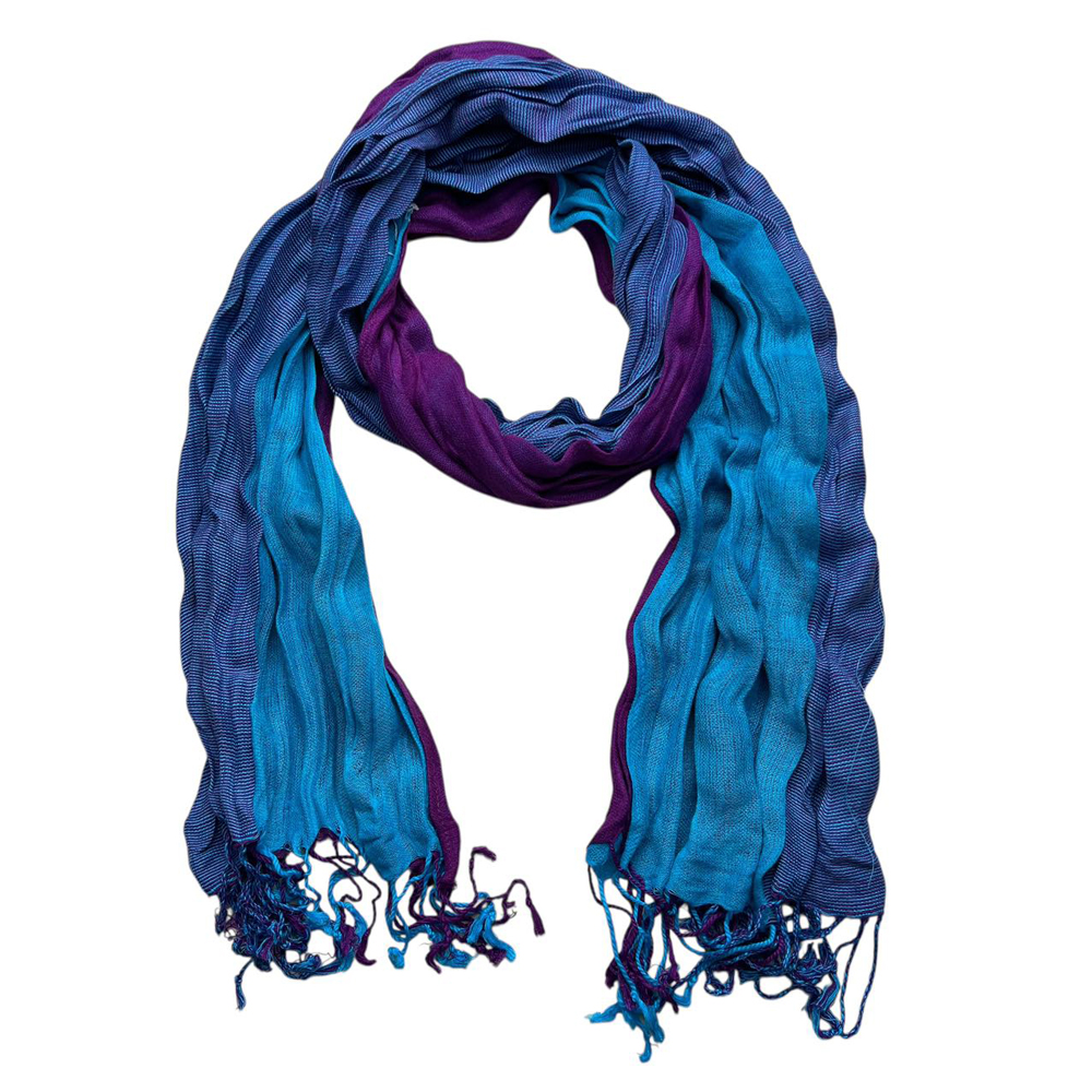 Blue and Purple Crinkled Scarf