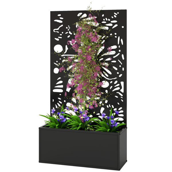 Black Metal Planter with Butterfly Trellis