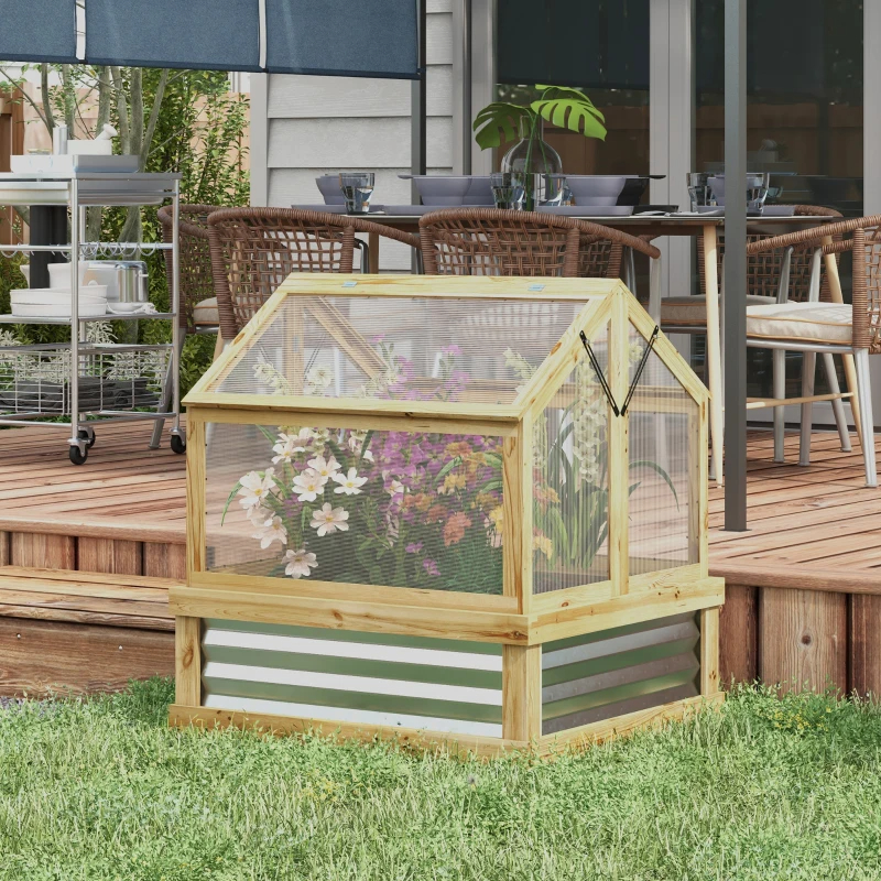35.5-Inch Raised Garden Bed with Cold Frame