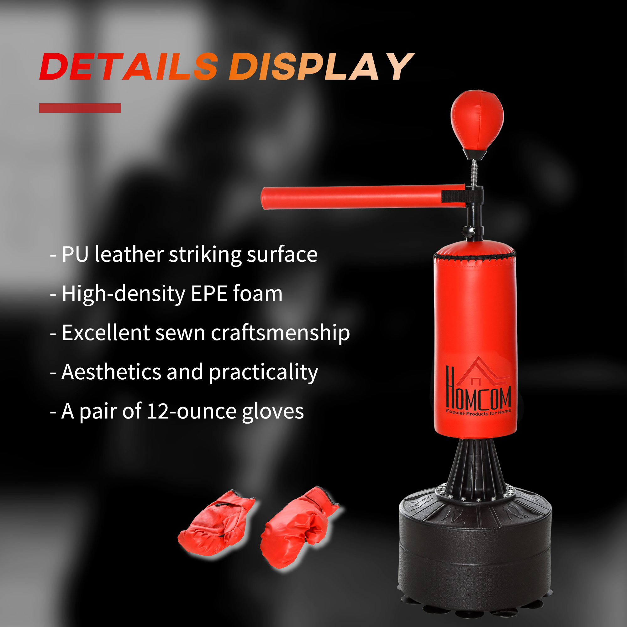 HOMCOM Freestanding Boxing Trainer with Speed Ball