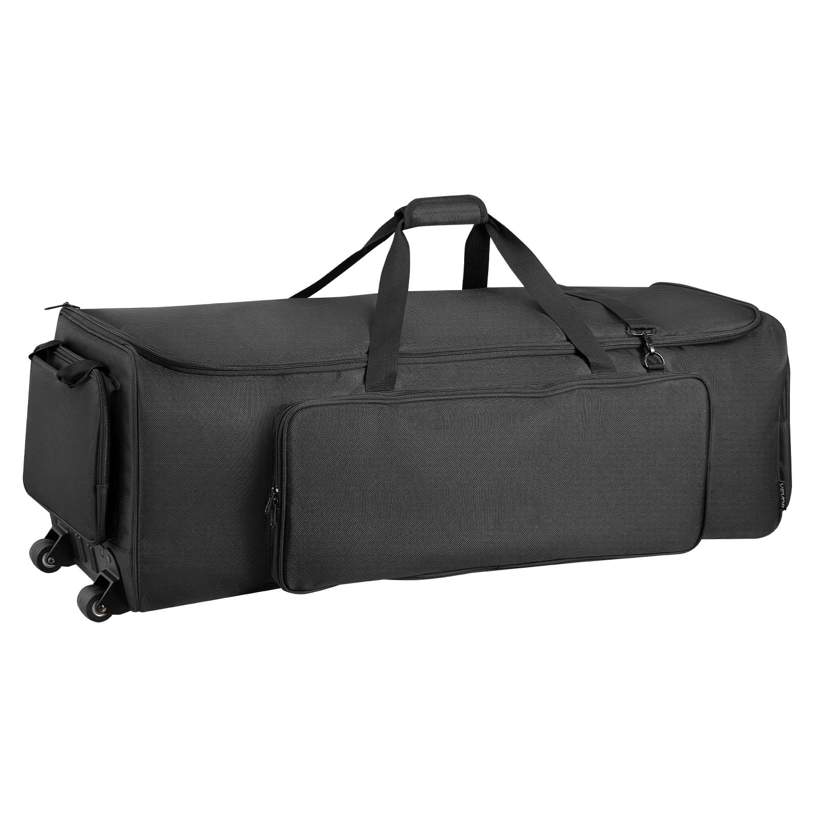 Black Wheeled Drum-Hardware Bag with Securing Straps