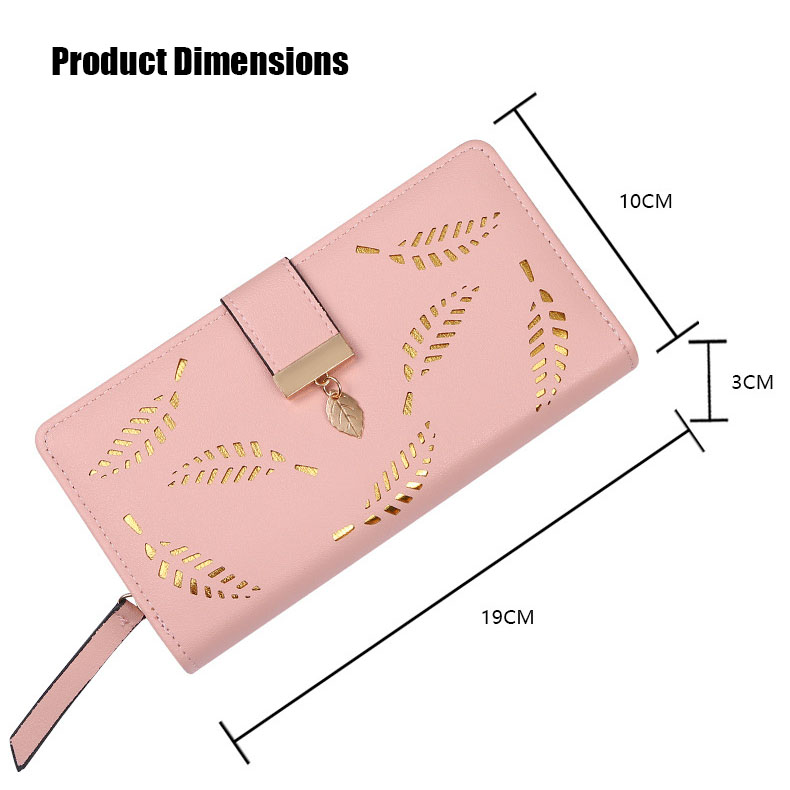 Pink Leaf-Cutout Wallet with Wrist Strap