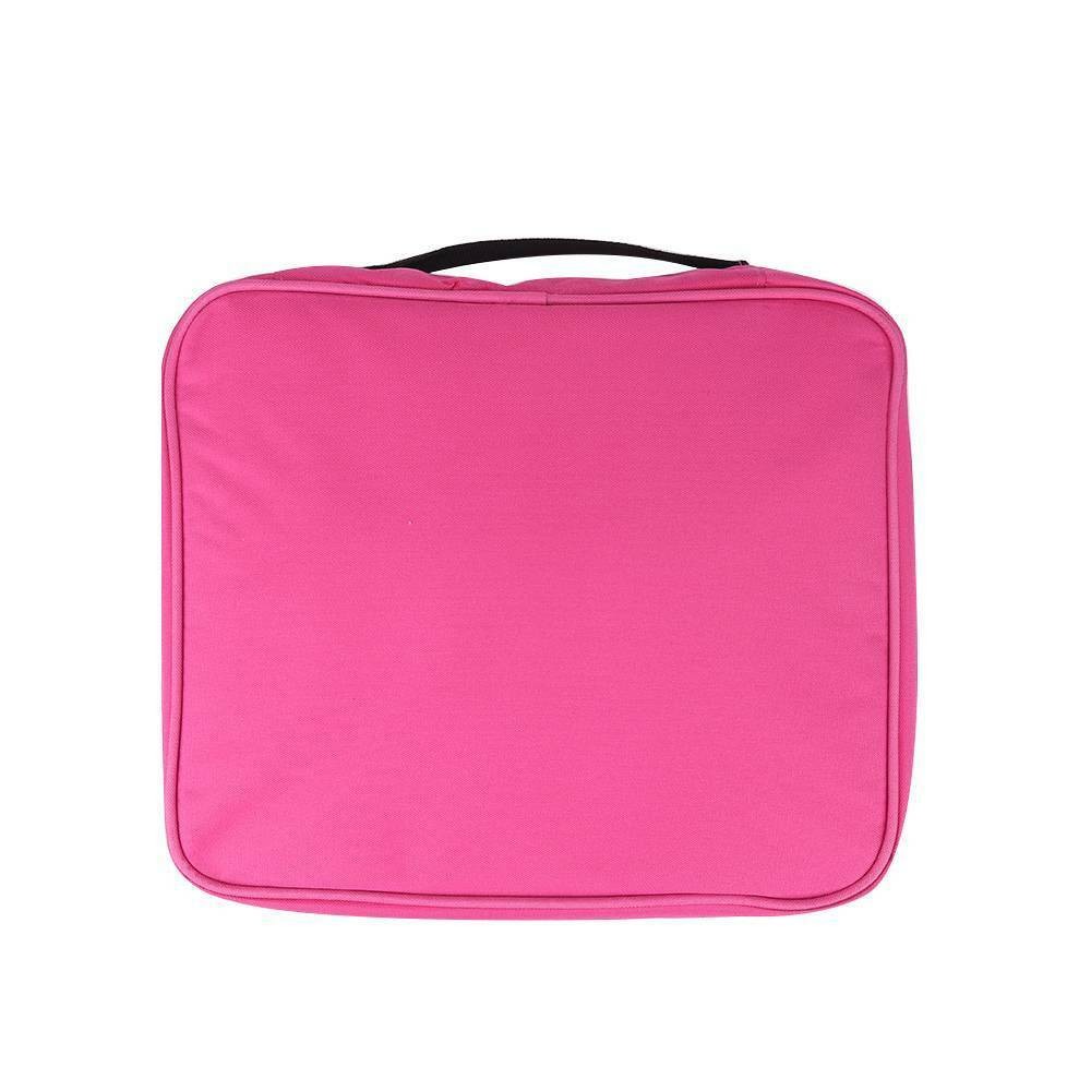 Pink Oxford-cloth travel makeup organizer