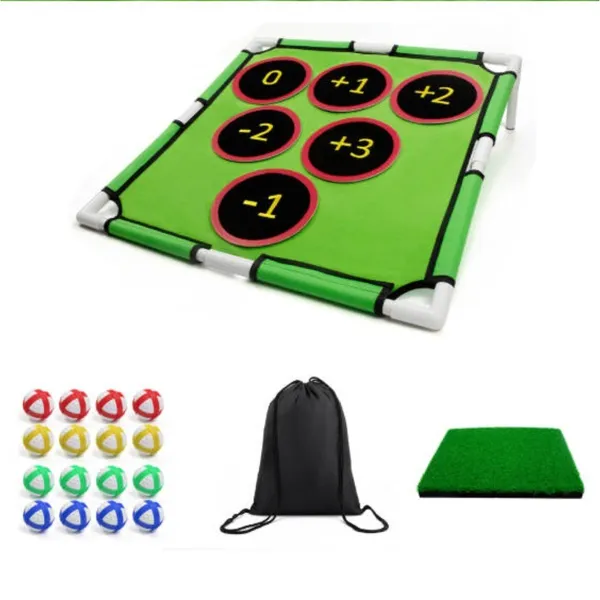 Golf chipping target set with mat and 16 practice balls