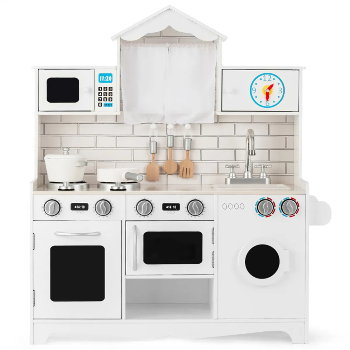 White Pretend Kitchen with Play Washing Machine