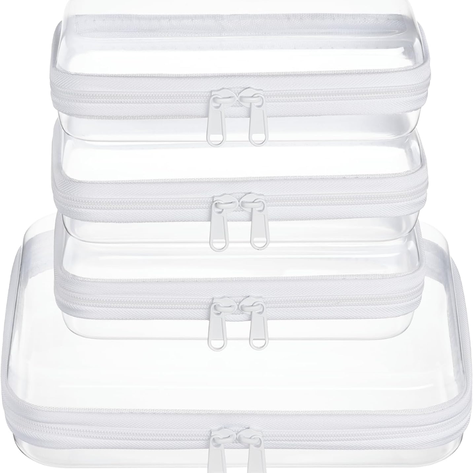 White-Trim Four-Piece Clear Travel Case Set