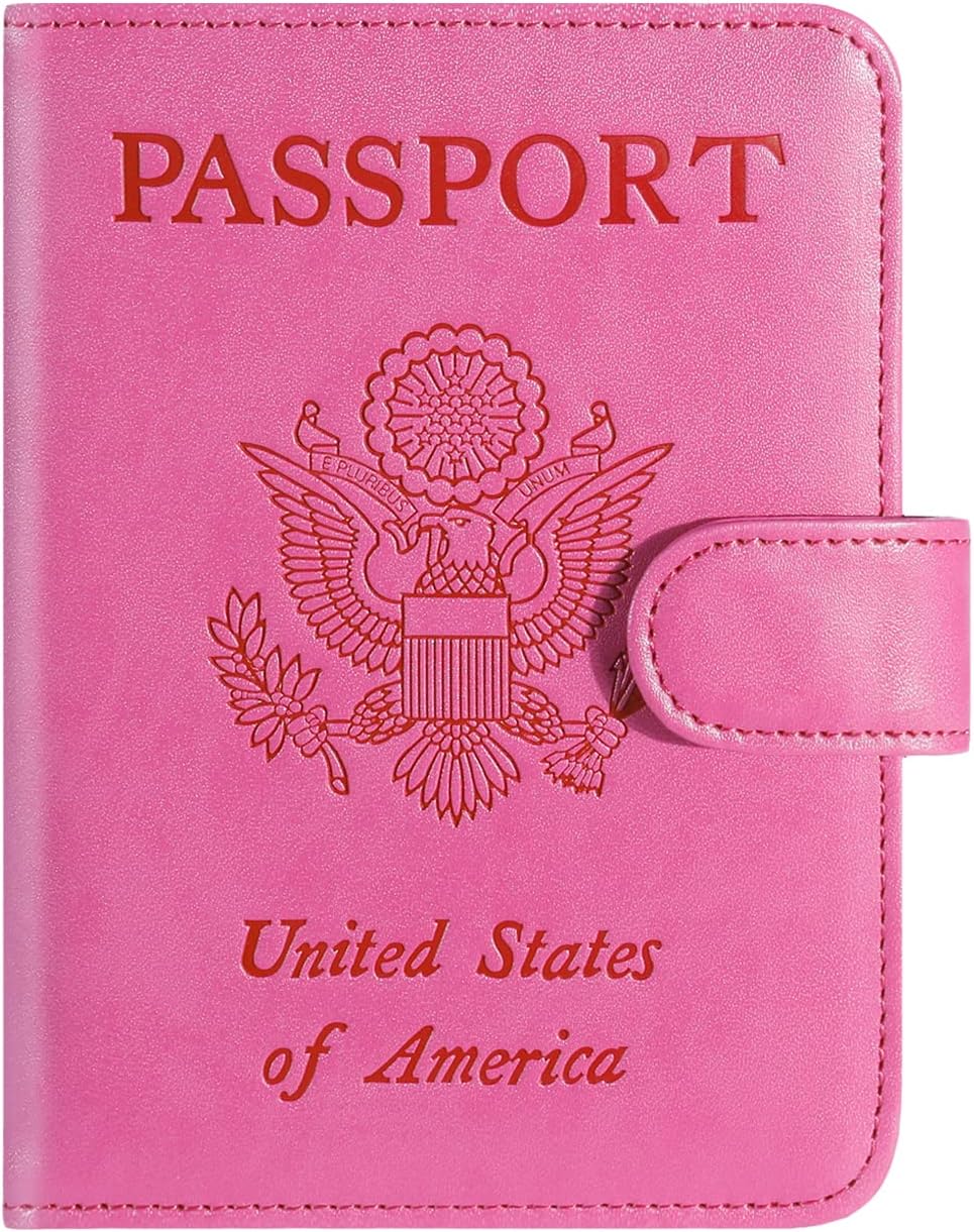 Pink Magnetic Passport Wallet with SIM Tool