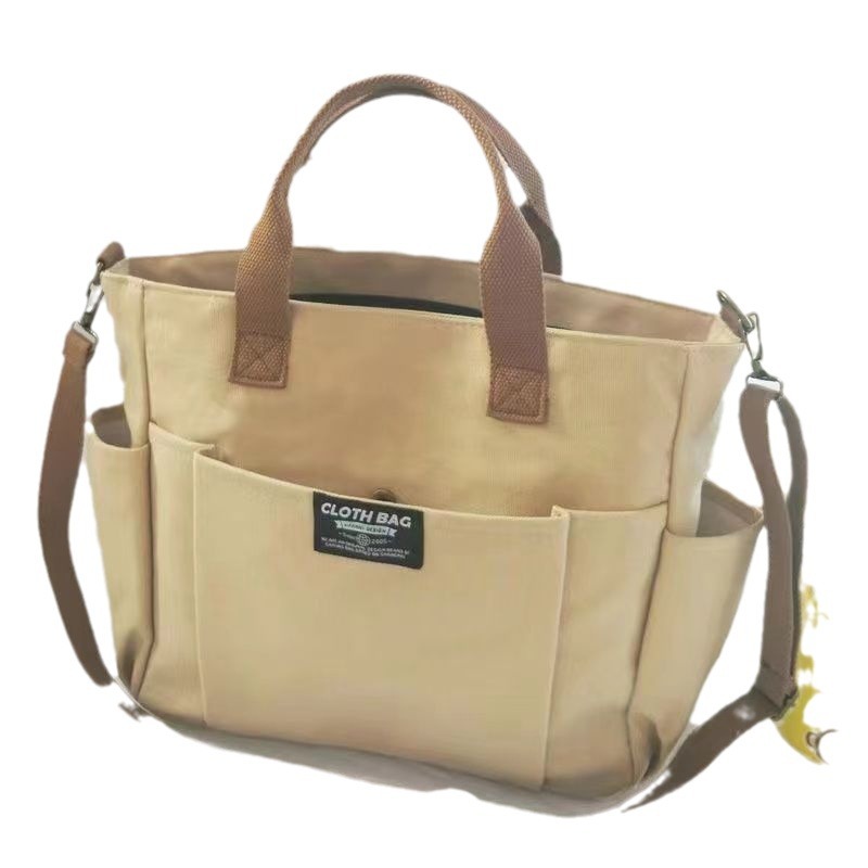 Canvas Pocket Tote with Shoulder Strap