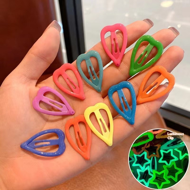 Assorted-Color Heart Hair Barrettes, Ten 3 cm Clips
