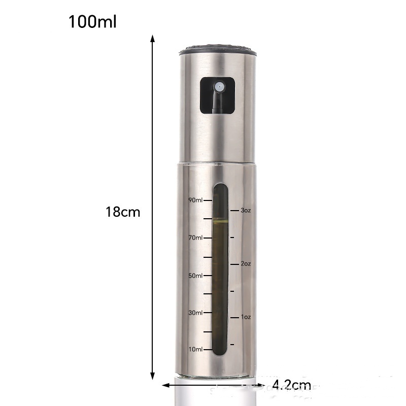 Stainless Steel and Glass Cooking Oil Sprayer, 100 ml with Scale