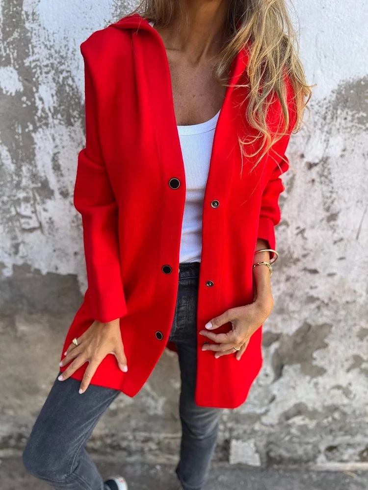 Women's Polyester Hooded Button-Front Coat