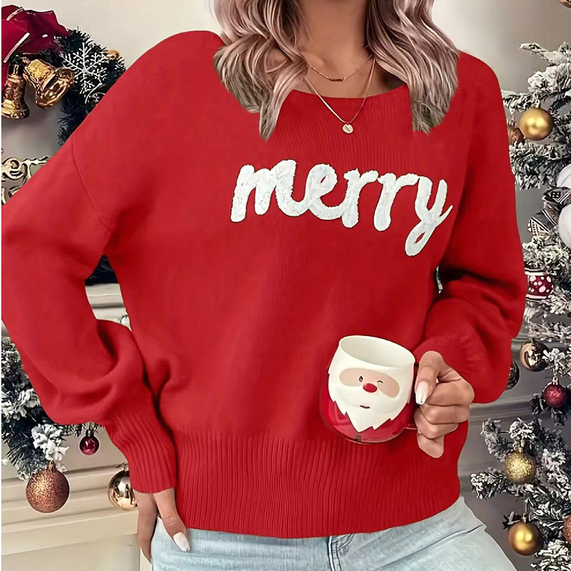 Women's Acrylic Merry-Letter Sweater
