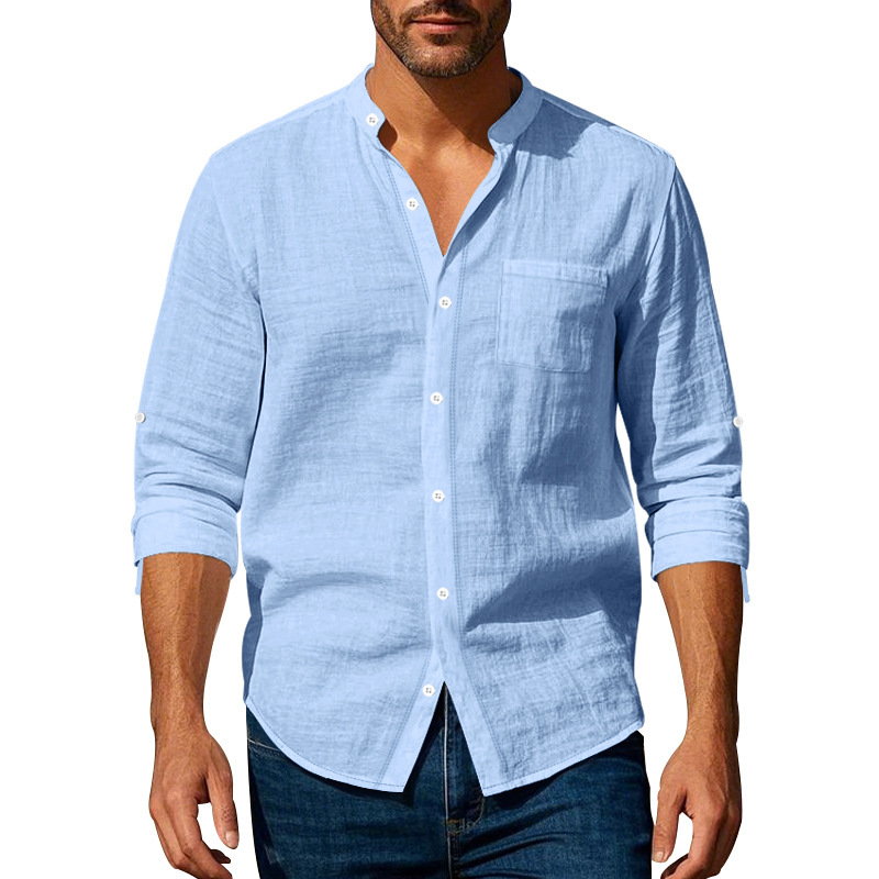 Men’s Stand-Collar Long-Sleeve Shirt