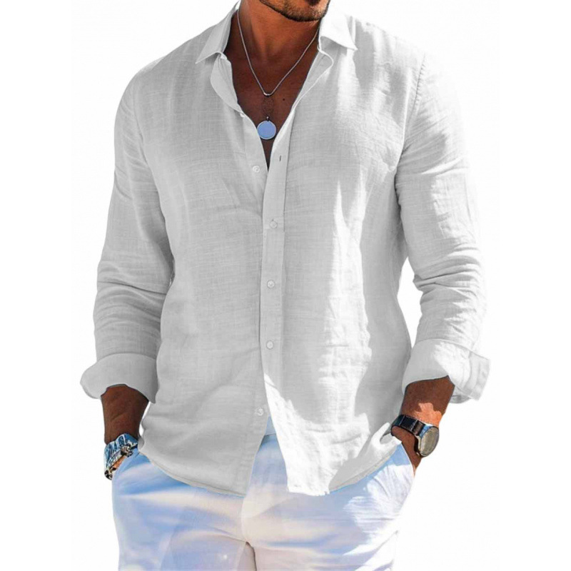Men’s Long-Sleeve Lapel-Collar Shirt