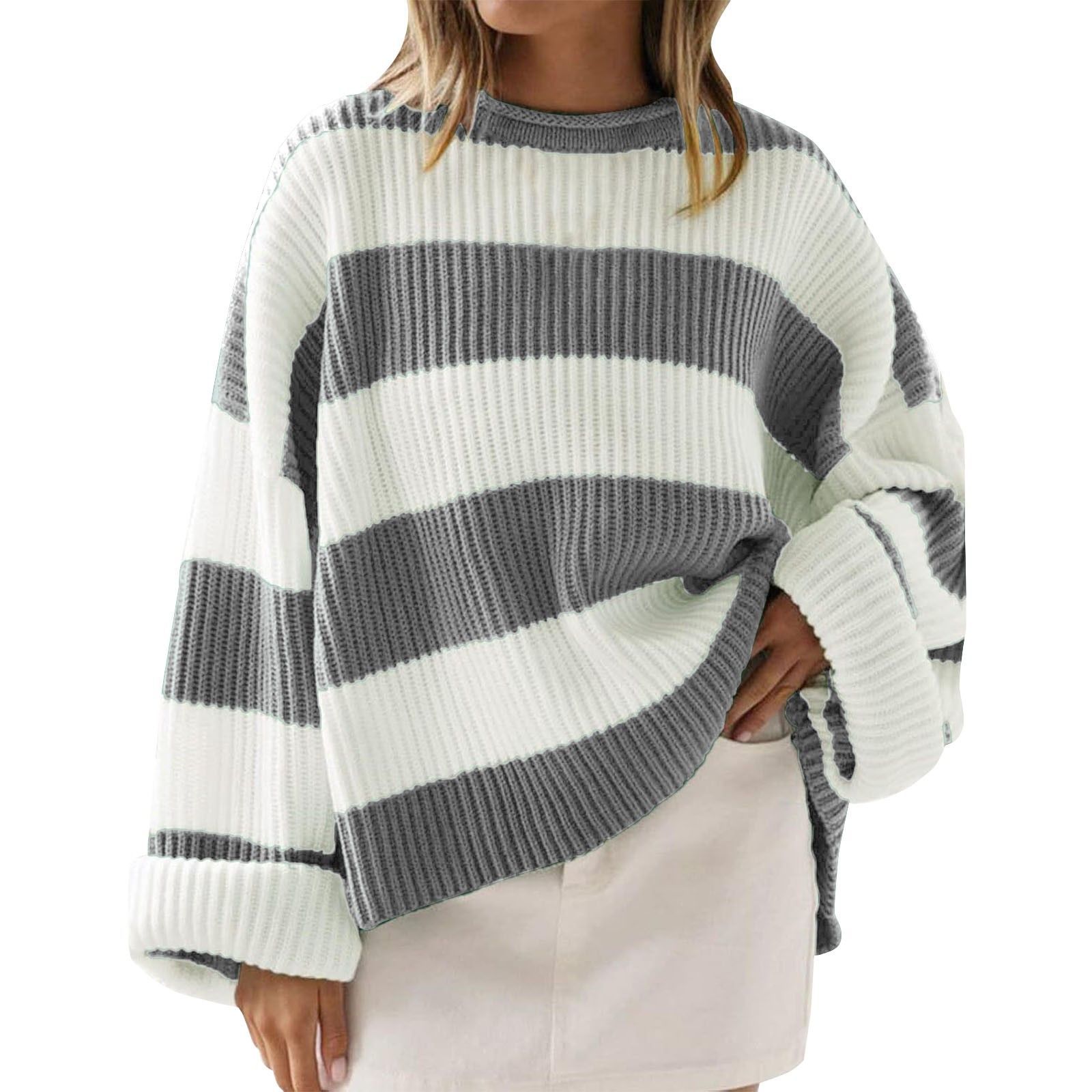 Women's Striped Polyester-Spandex Sweater