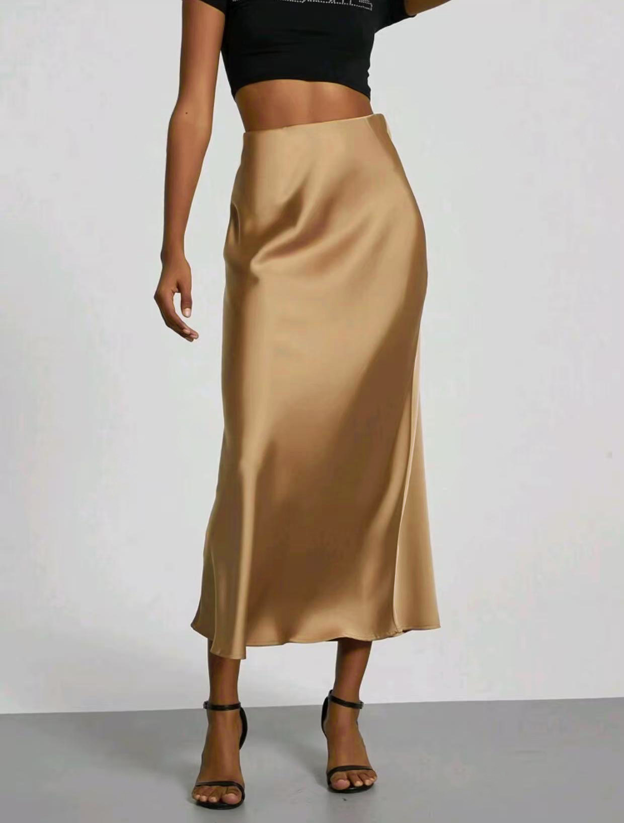 Women's Polyester Satin-Look Skirt
