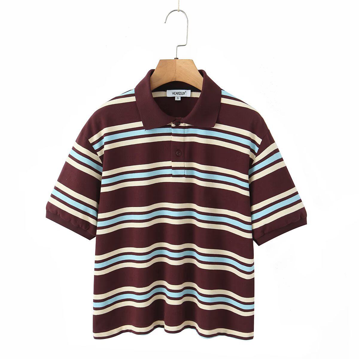 Cotton Short-Sleeve Striped Polo Shirt