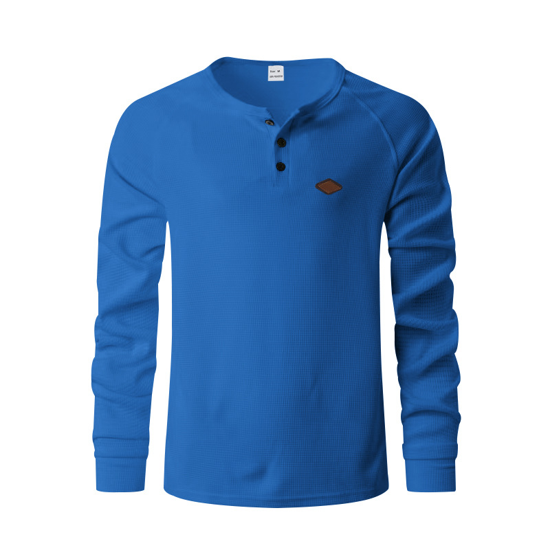 Sapphire Blue waffle raglan Henley top