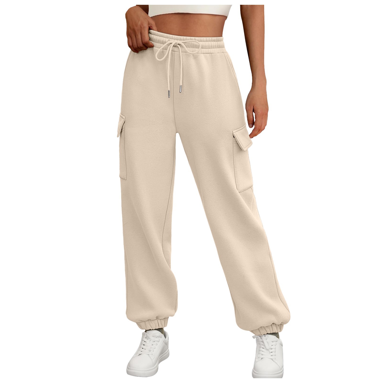 Women's Beige Cargo Joggers
