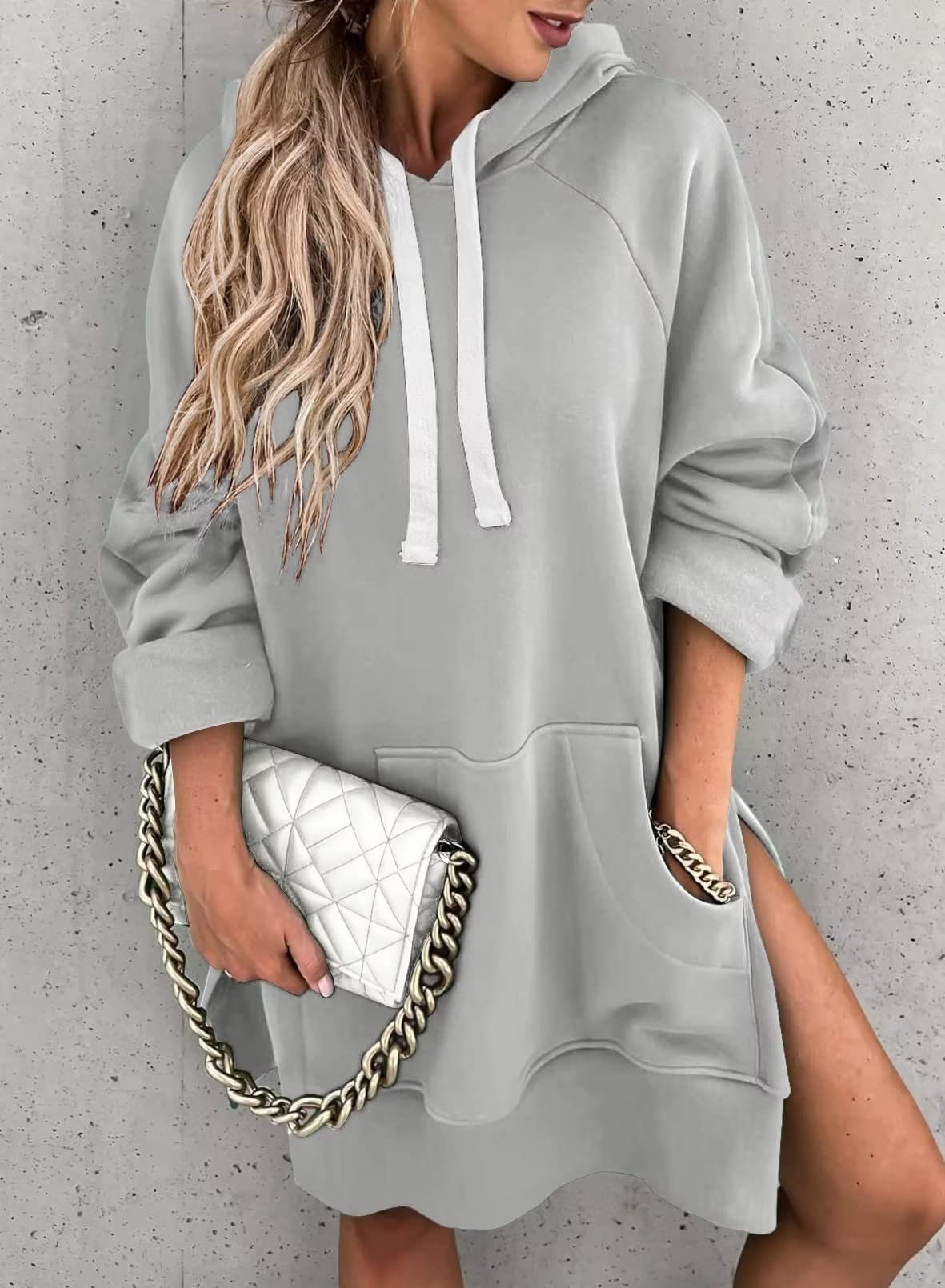 Women's Polyester Long Hooded Pullover
