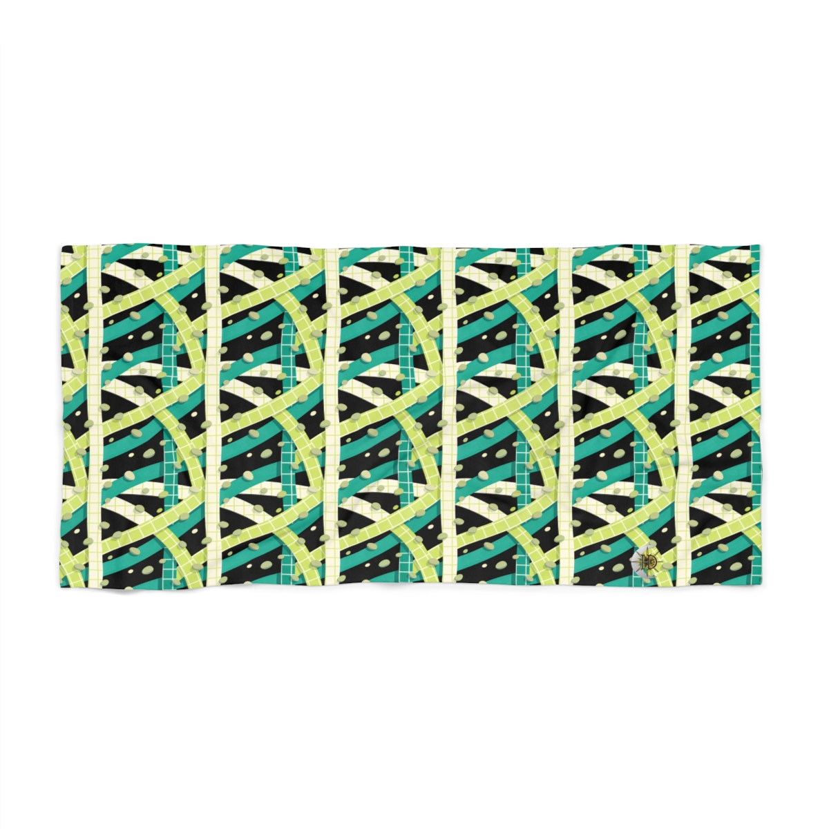HD Teal Grid Beach Towel