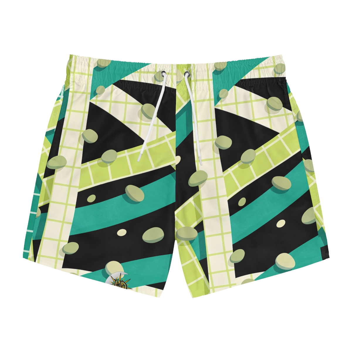 HD Teal Grid Swim Trunks