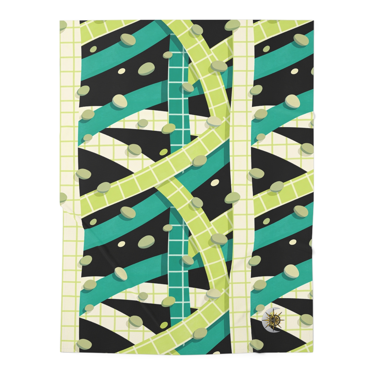 HD Teal Grid Baby Swaddle Blanket