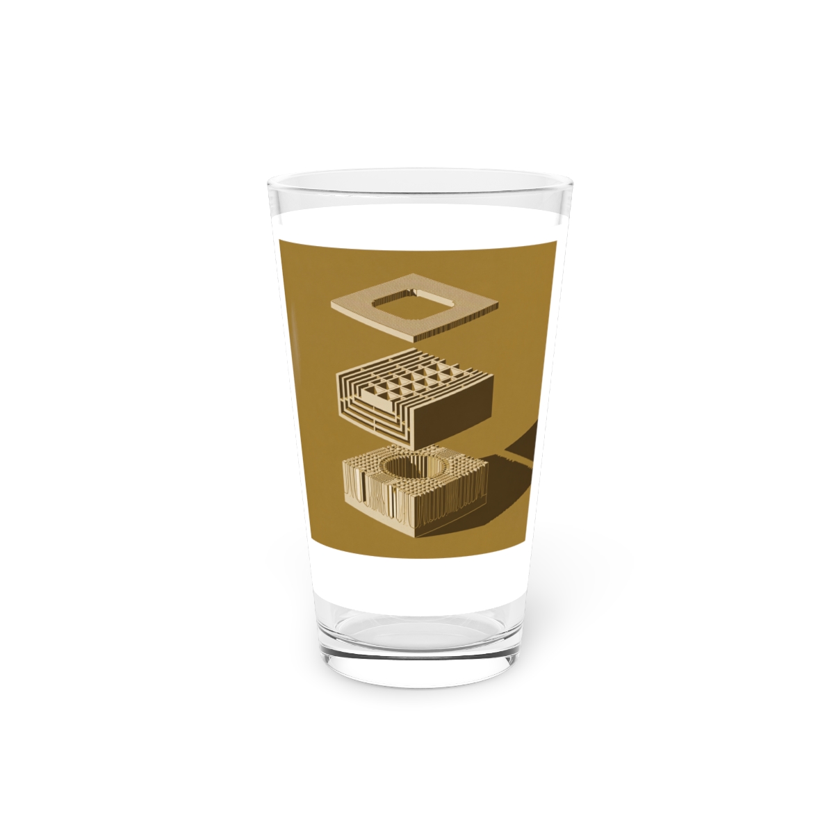 HD Ochre Lattice Pint Glass, 16oz