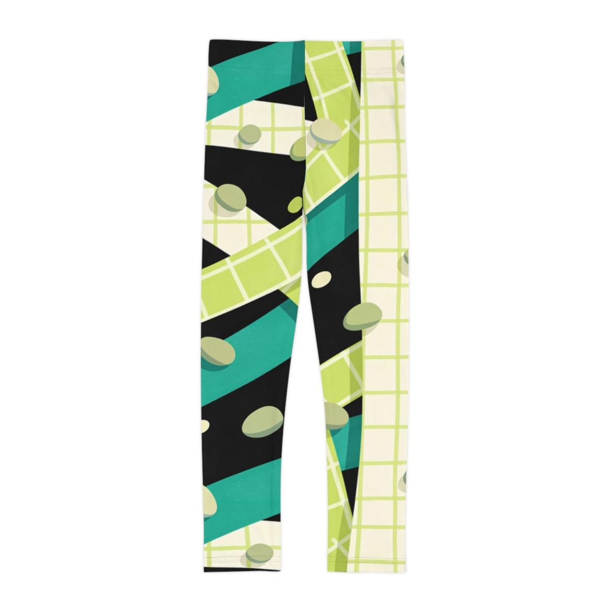 HD Teal Grid Kids Leggings