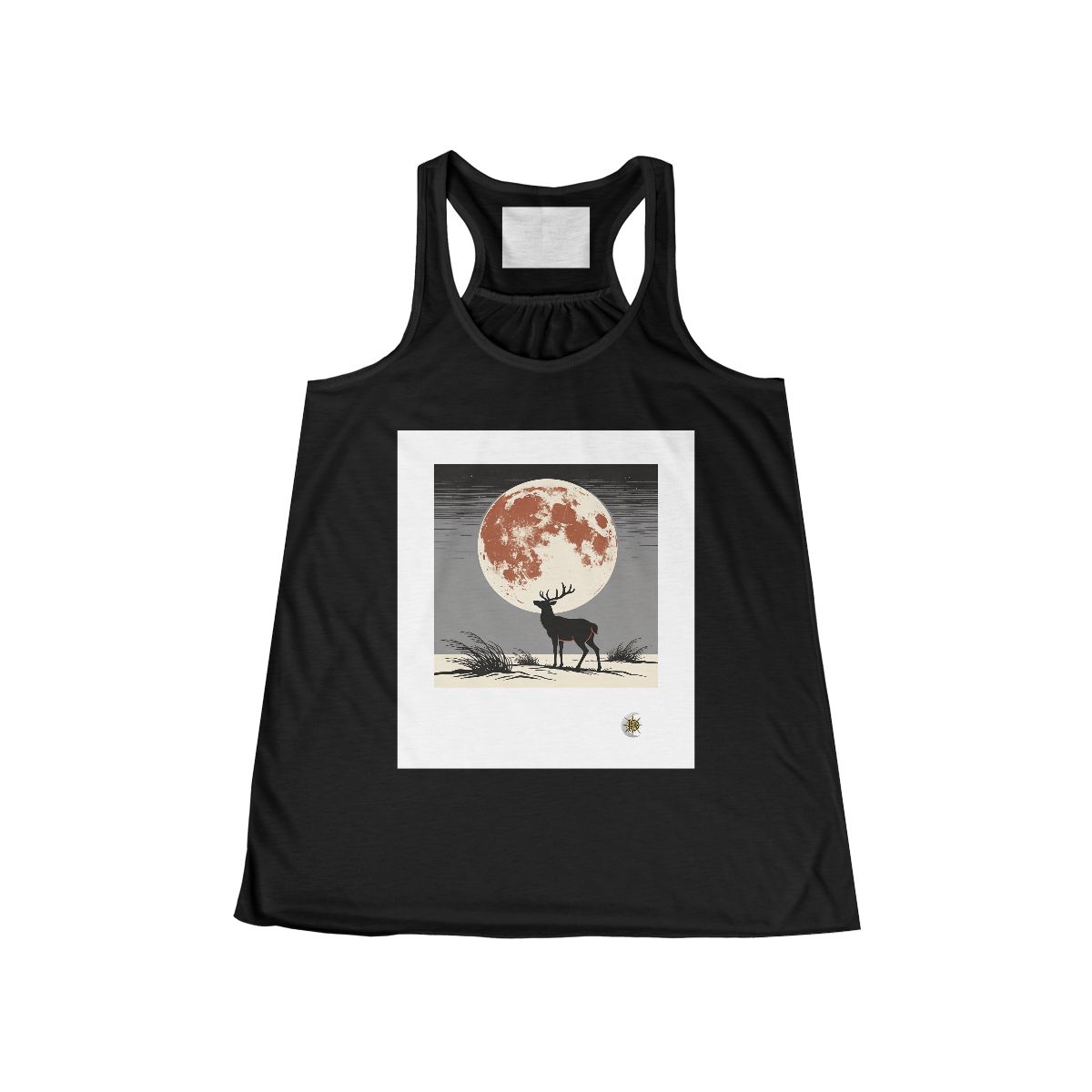 HD Copper Moon Stag Women’s Flowy Tank · Black / XS · US 0–2