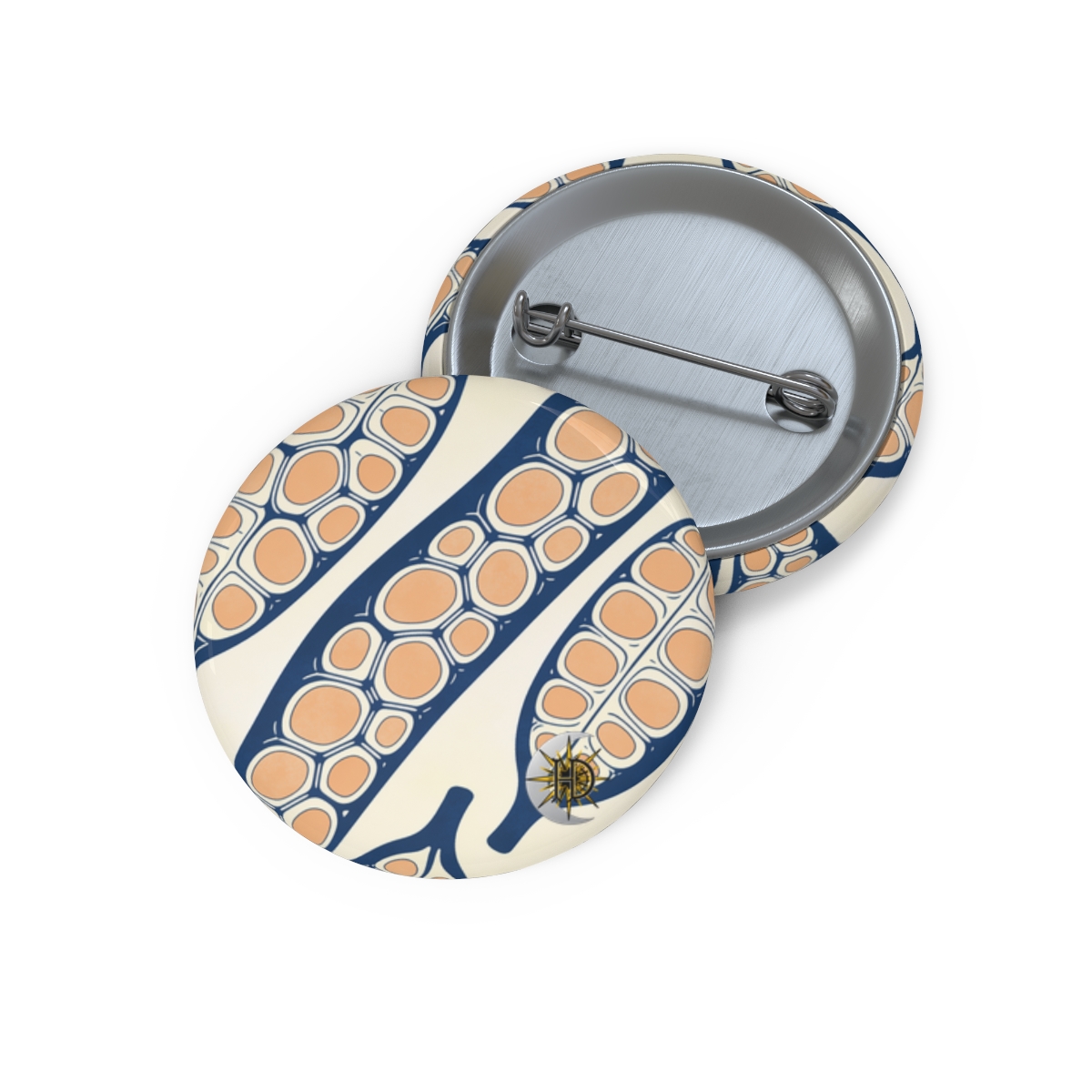 HD Apricot Seedpods Pin Button
